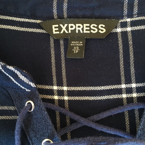 Express Navy Blue Plaid Tee - Picture 4 of 4